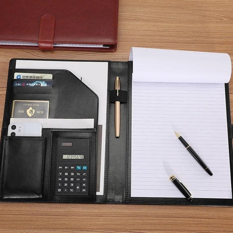 

A4 Leather Executive Portfolio Folder for Document Business Desk Organizer File Filing Document Holder Clipboard Office Supply