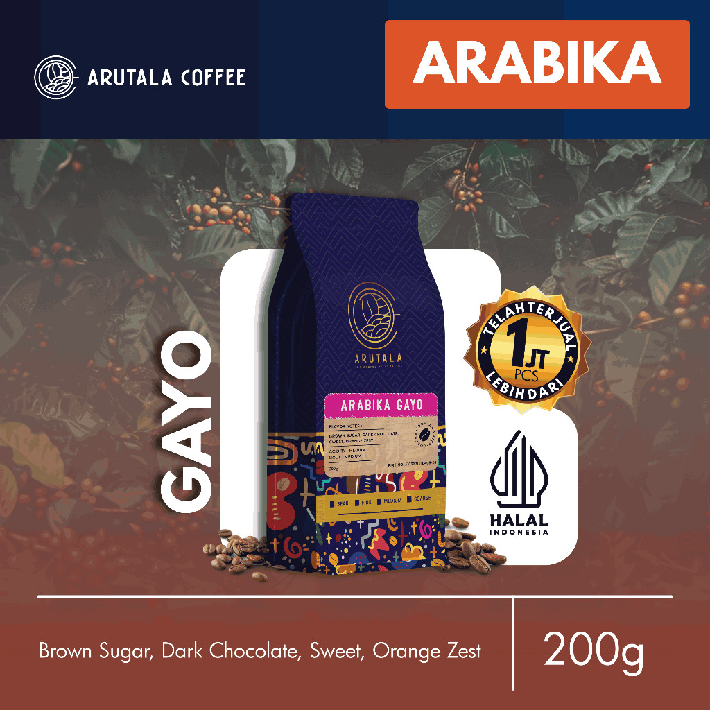 

ARUTALA Kopi Gayo Takengon Arabika Arabica Coffee 200 gram