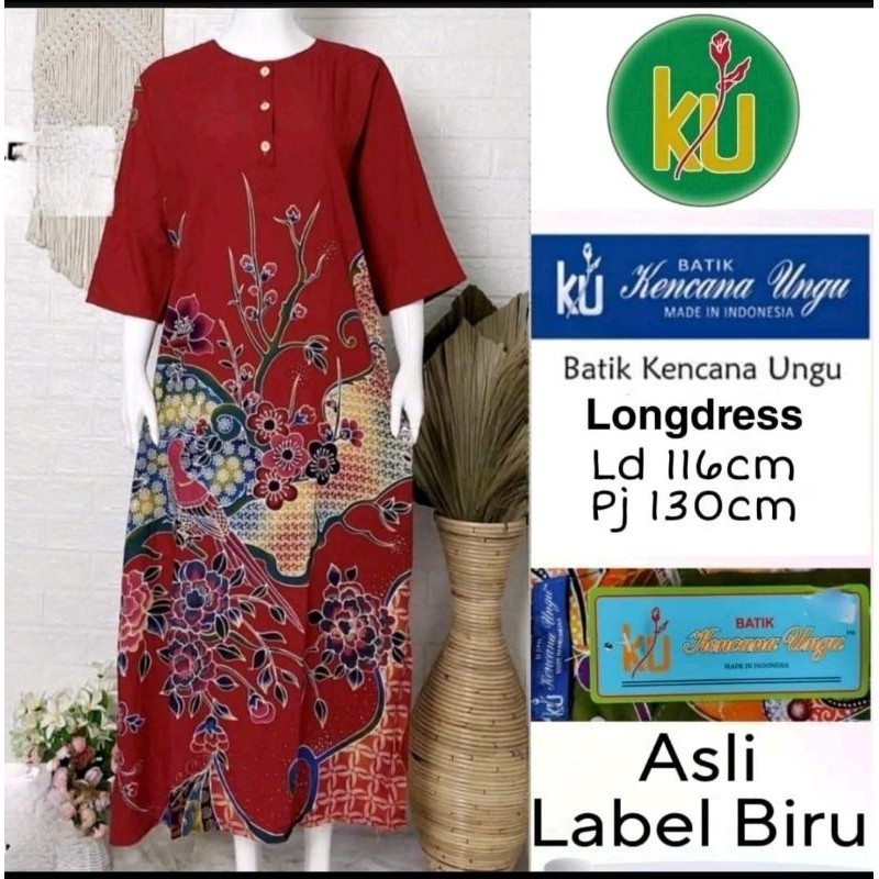 Promo Daster LD 19 KUB LENGAN 3/4 | Daster Panjang Batik Kencana Ungu Original Label Biru | Baju San