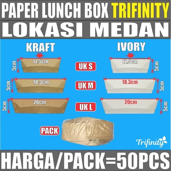 Paper Lunch Box Putih Uk M / L Kraft Coklat Laminasi Kotak Makan Medan - Kraft Coklat L