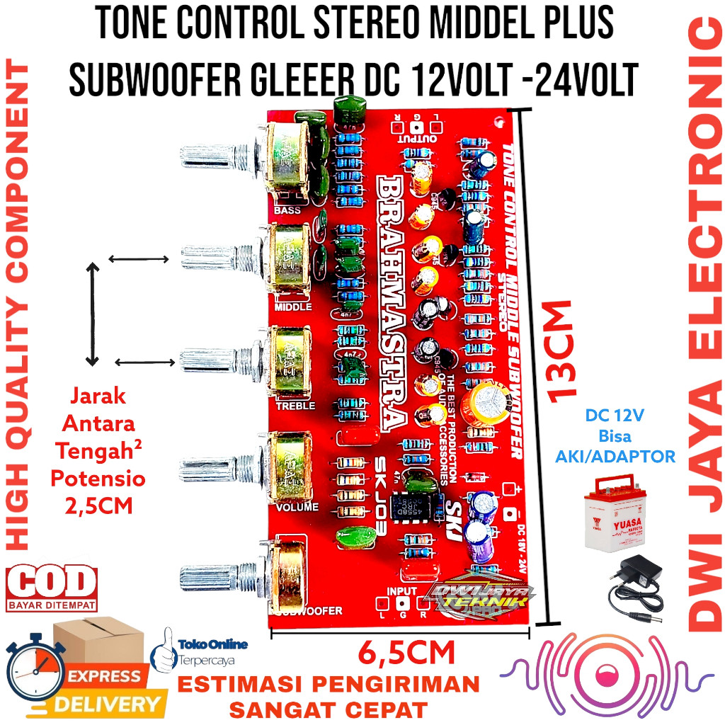 TONE CONTROL STEREO MIDLE PLUS SUBWOOWER DC 12V