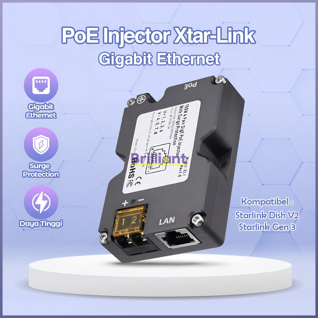 STARLINK ETHERNET ADAPTER / LAN / RJ45 Starlink PoE Injector 12V-48V/3A 150W Paket Internet 150W PoE