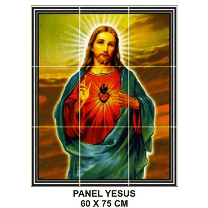 KERAMIK PANEL GAMBAR YESUS 60X75 CM / KRISTIANI / MOTIF HATI YESUS