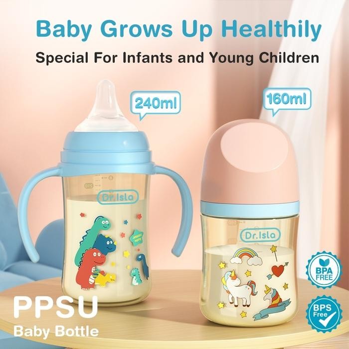 Promo Dr.isla PB01 Dot Bayi Botol Susu PPSU 160Ml 240Ml Anti Tumpah Botol susu bayi newborn BPA Free