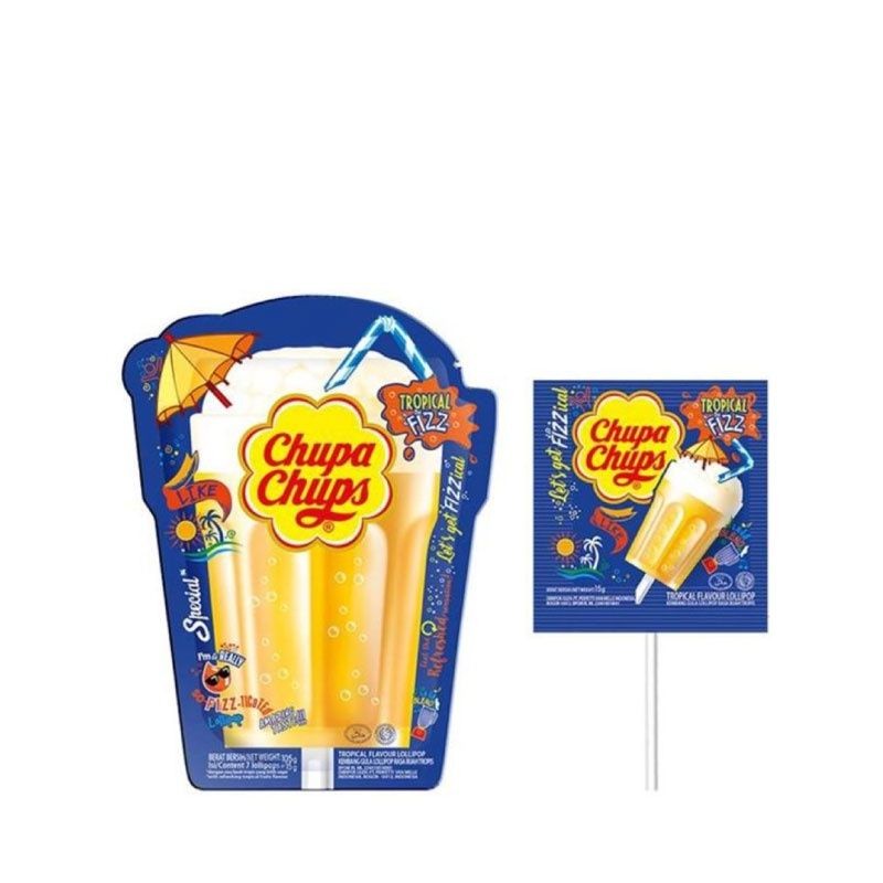 

permen chupa chups TROPICAL FIZZ lollipop ISI 5 - ARM