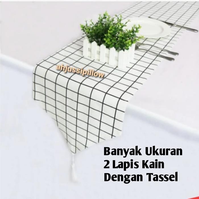 Taplak Meja Tamu Makan Taplak TV Table Tunner Panjang 250 cm 200 cm - Putih, 40x250
