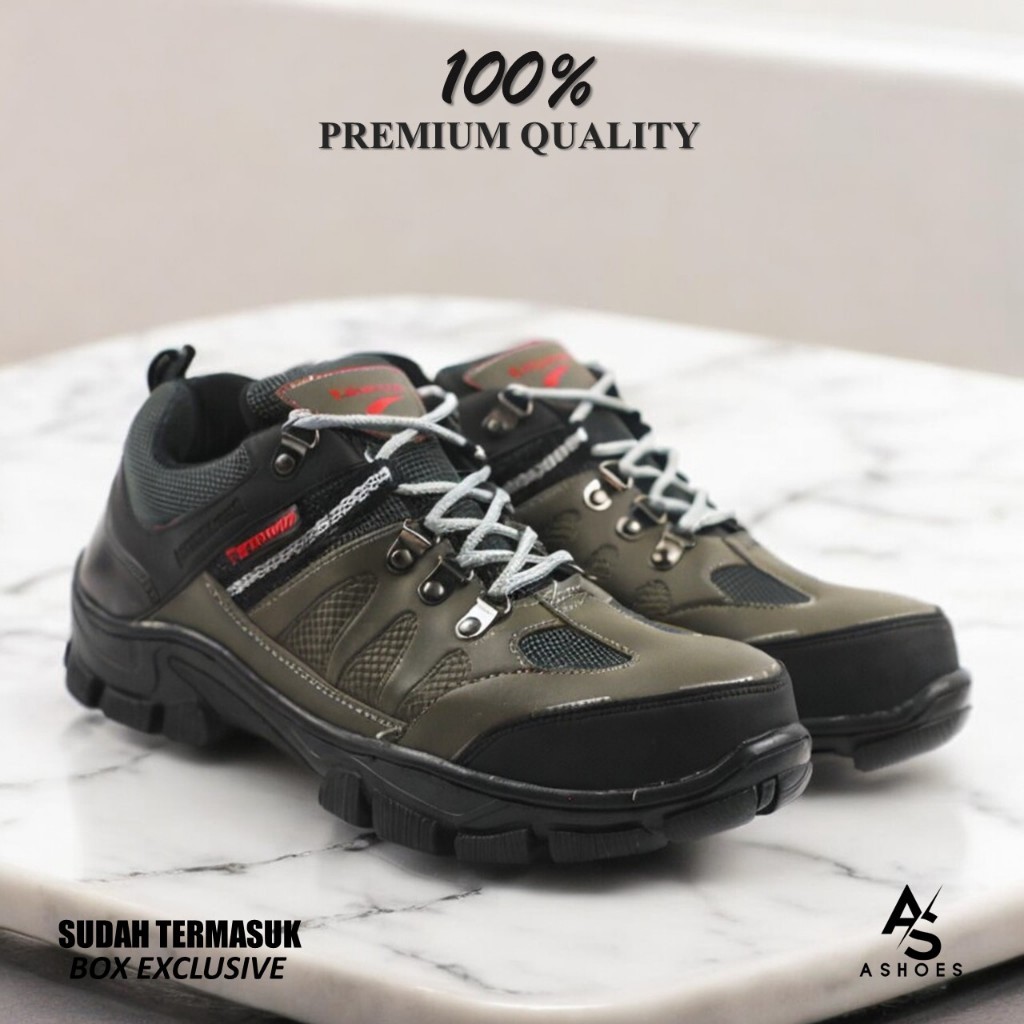 Sepatu Safety Pria Ujung Besi Anti Paku Safety Shoes Tracking Kerja Lapangan Paramount Safety