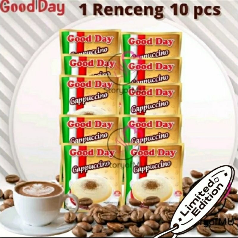 

Good Day Cappuccino 1 Renceng Isi 10 Sachet – Minuman Kopi Instan Creamy & Nikmat