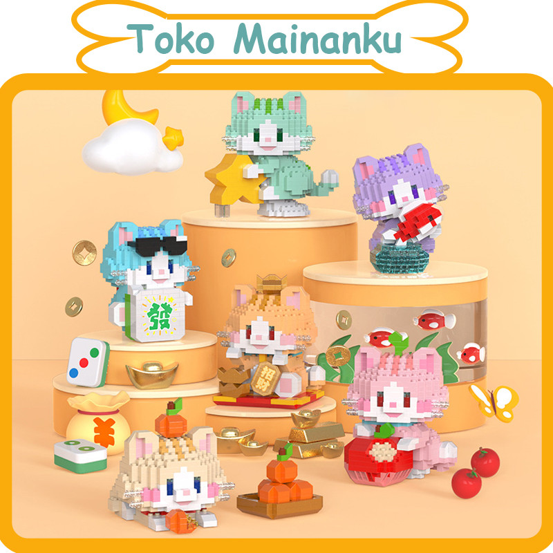 Nano Block Bricks Buku Harian Kucing Keberuntungan, Lucu Dan Menyenangkan, Blok Bangunan, Mainan, Hadiah, Mikropartikel