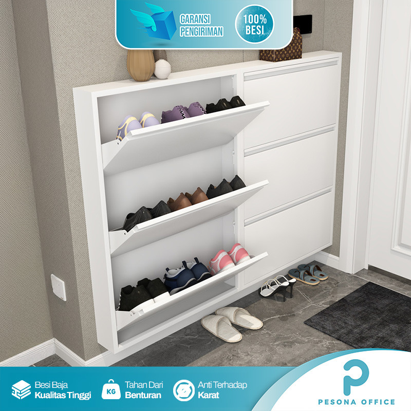 Rak Sepatu Susun Besi Tertutup 2 - 4 Layer Kuat Tebal Lemari Sepatu Minimalis Rak Sepatu Susun Besi