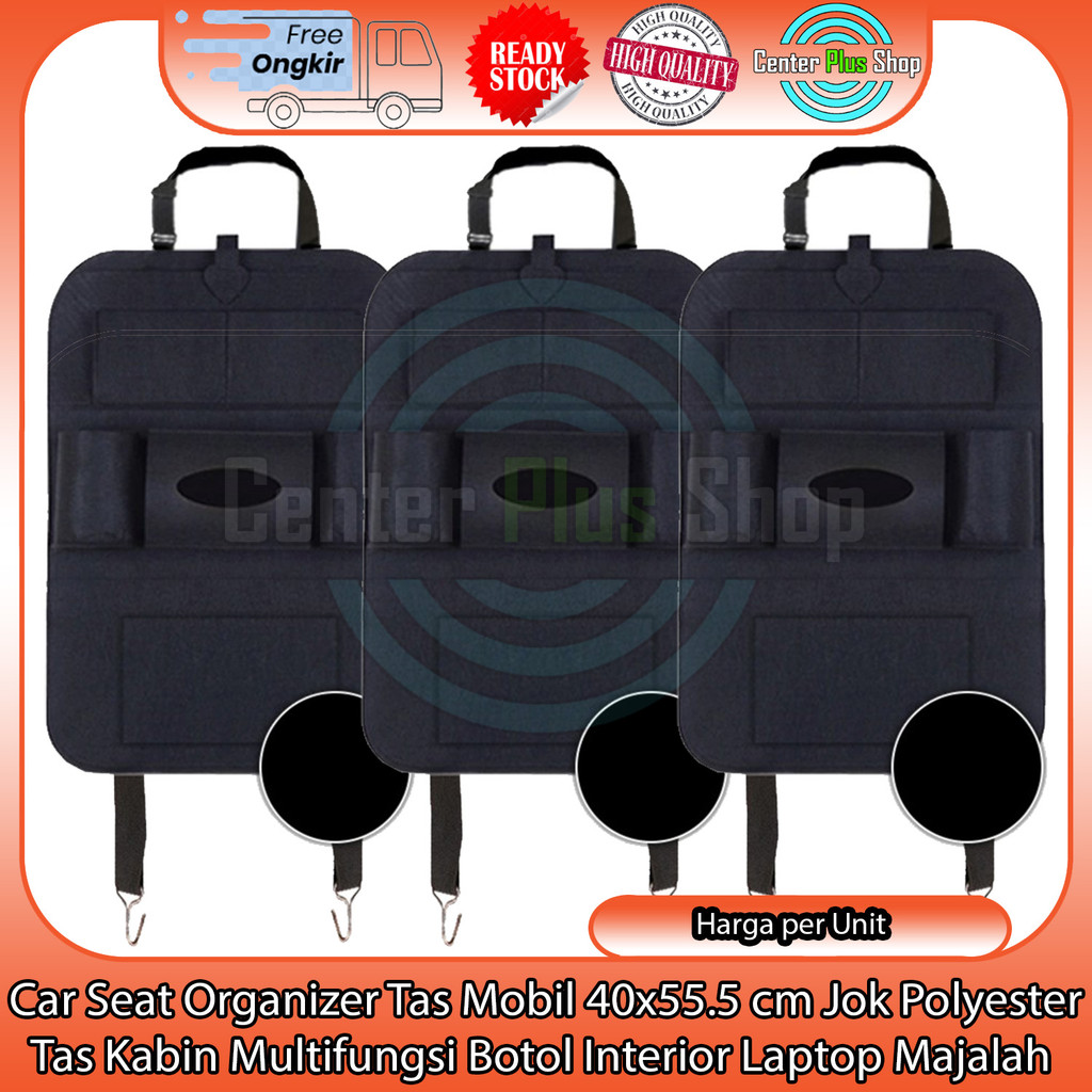 Car Seat Organizer Tas Mobil 40x55.5 cm Jok Polyester Tas Kabin Multifungsi Tempat Botol Tisu Gadget