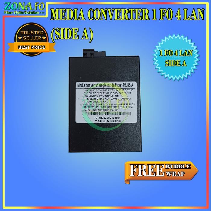 Media Converter 1 Port FO 4 Port LAN 10/100 Switch Fiber 1 FO 4 LAN - SIDE A