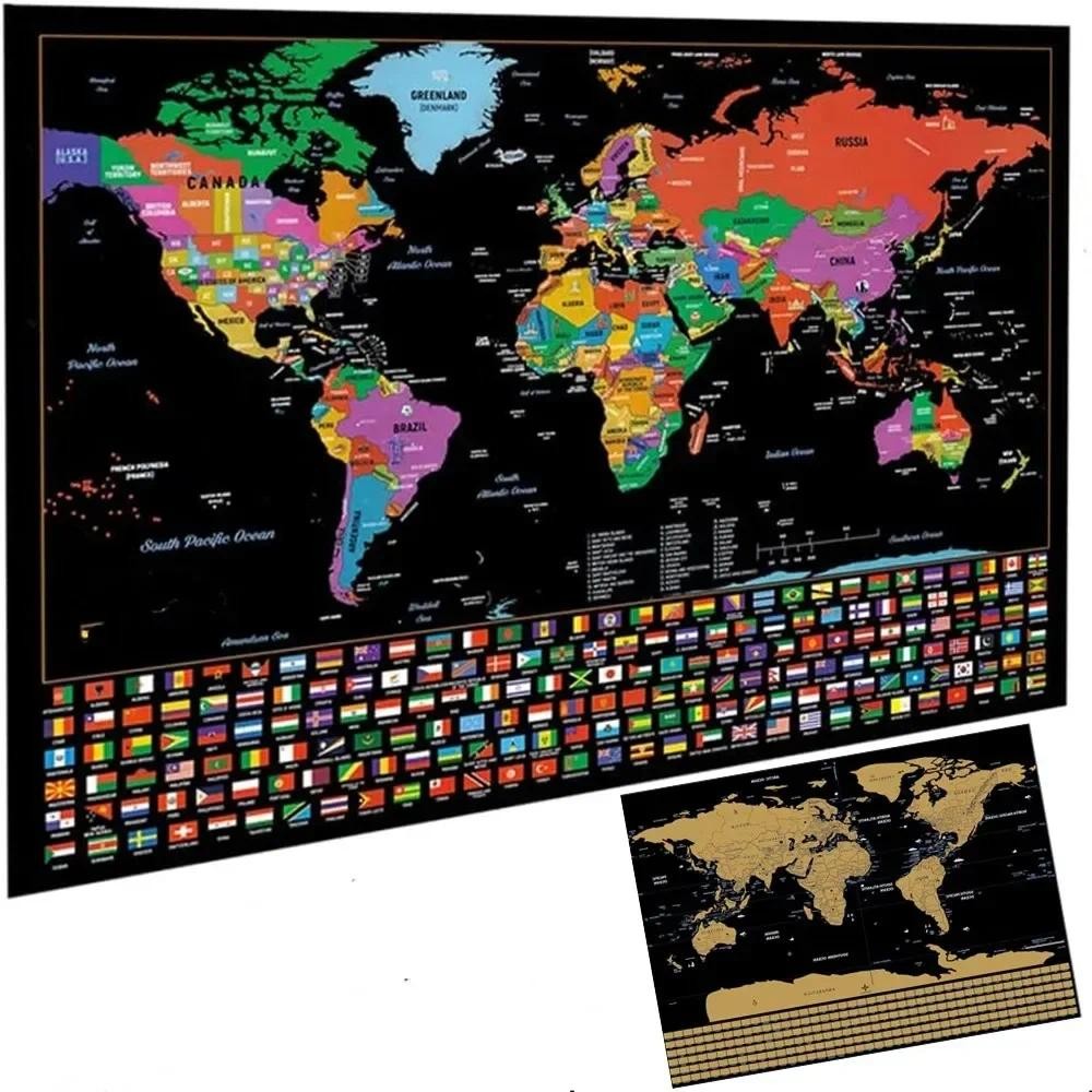 

Deluxe Travel Scratch Maps with Detailed Country, Cities, Landmarks - Exquisite Globe Scratch Off Maps in Watercolour For Gift