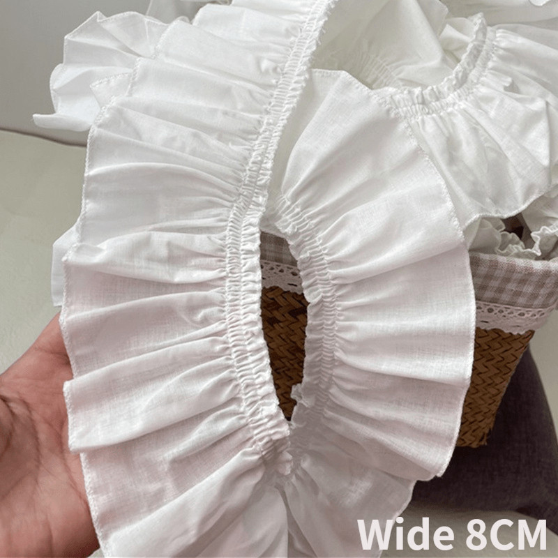 

5/8/12CM Wide White Cotton Needlework Ruffles Ribbon Frills Lace Apparel Fabric Pets Dolls Clothes Dress DIY Crafts Sewing Decor