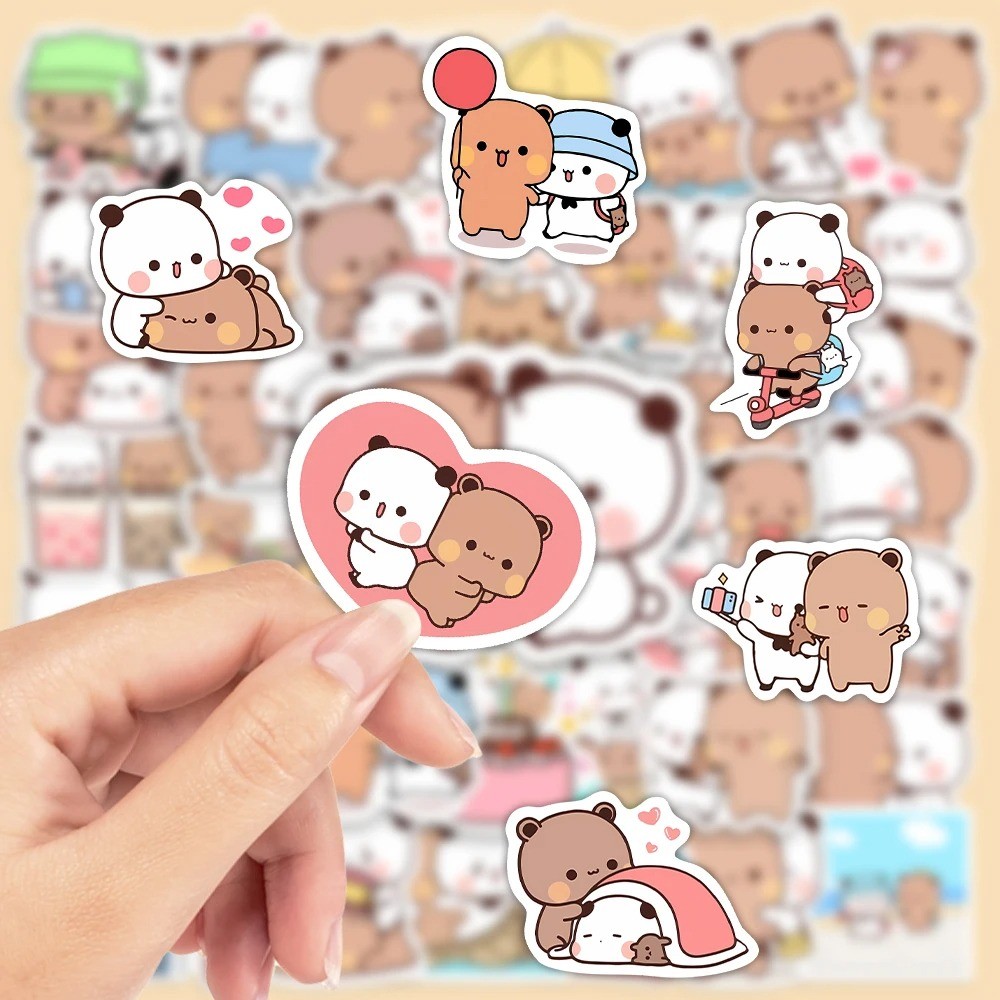 

50sheets/set Bear Cute Bear and Panda Stickers Waterproof PVC Cartoon Bear and Panda Stickers Cartoon Panda Bubu Dudu Stickers