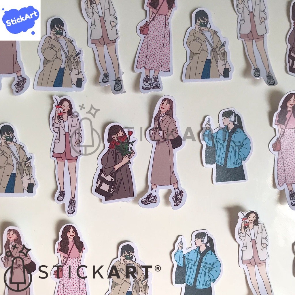 

[STICKART[ 1 PCS OOTD Girls Sticker/ Stiker Jurnal/ Aesthetic Journal Sticker (Ver. 01) BAHAN DAN KWALITAS PREMIUM