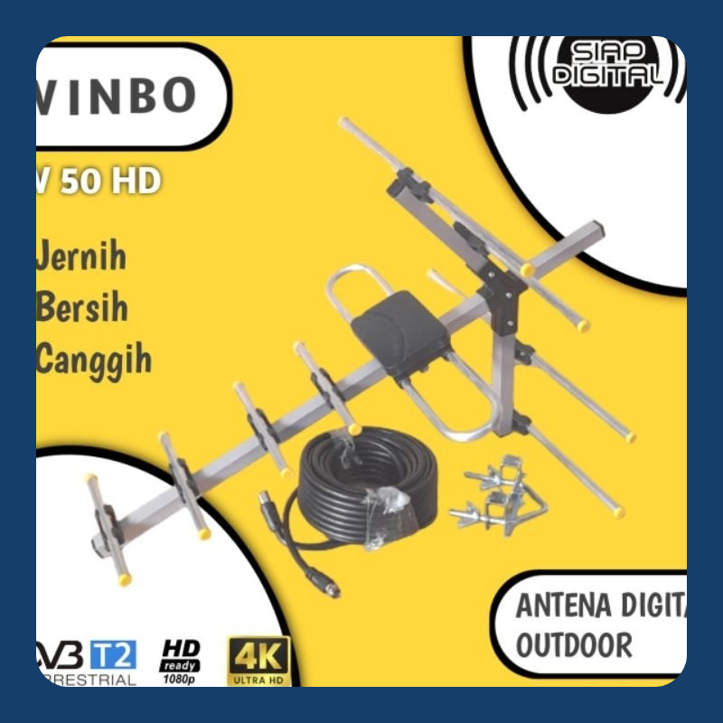 ANTENA TV DIGITAL OUTDOOR WINBO W-50 + KABEL 10 METER ANTENA TV LUAR DVBT2