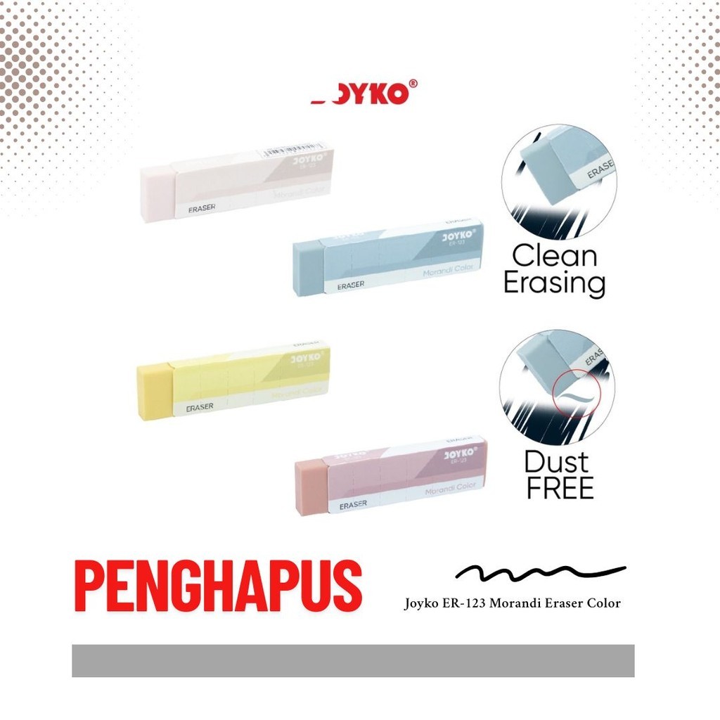 

Penghapus Joyko ER-123 Morandi Eraser Color Stip Lentur Eraser Elastis Warna Pastel - Satuan