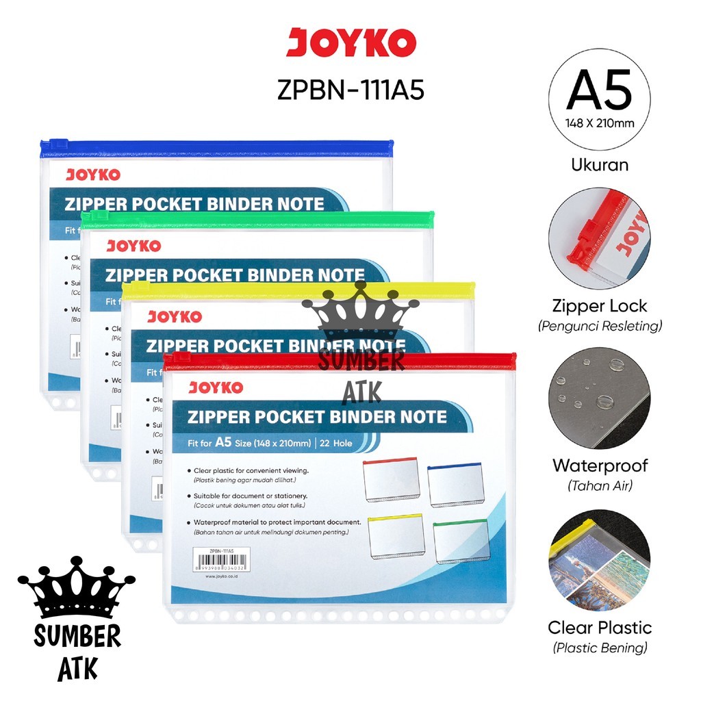 

Zipper Pocket Binder Note A5 Joyko ZPBN-111A5