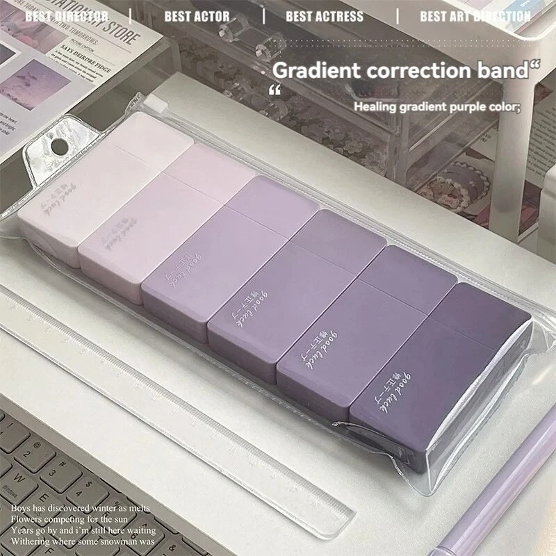 

6 Pcs Gradient White Out Correction Tape Set Kawaii Large Capacity Correction Tape Student Prize Stationery Cute School Supplies