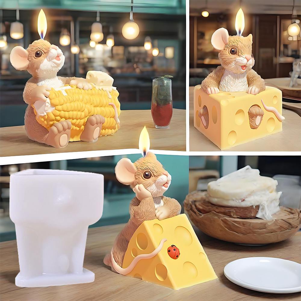 

3D Mouse Cheese Aromatherapy Candle Silicone Mold DIY Handmade Romantic Scented Party Home Decor Birthday Gift