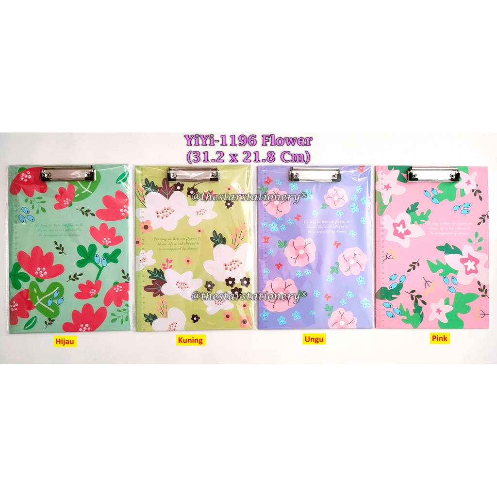 

(1 Biji) Clip Board Flower 31.2*21.8 Cm / Papan Ujian Flower A4 / Clipboard GXIMP YiYi-1196 Flower