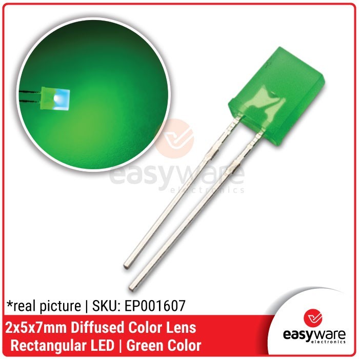 PART & TOOL LED 2x5x7mm Green Diffused Color Lens LED Kotak 2x5x7 Hijau LED Kotak CO27