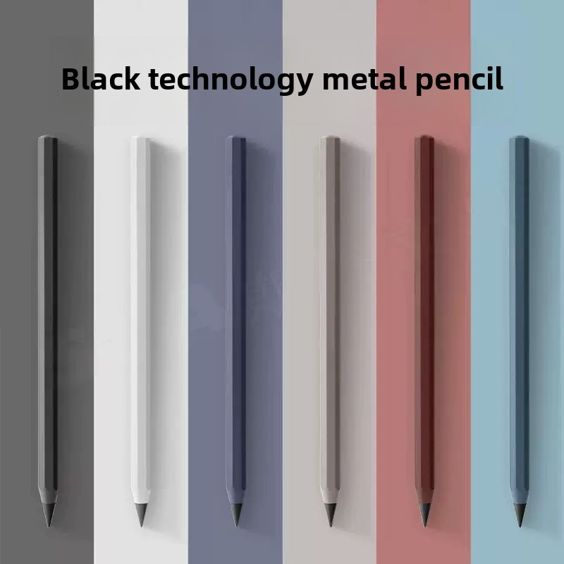 

6/1 PCS 6 Colors Metal Eternal Pencils No Ink Infinity Pencil For Kids Art Sketch Color Drawing Pen Office School Supplies