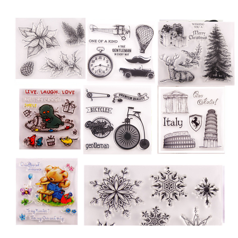 

Retro Cute Girl Bear Clear Stamps Flower Silicone Stamp Gift Card Making Seal for Valentines Love Scrapbooking DIY Home Decor
