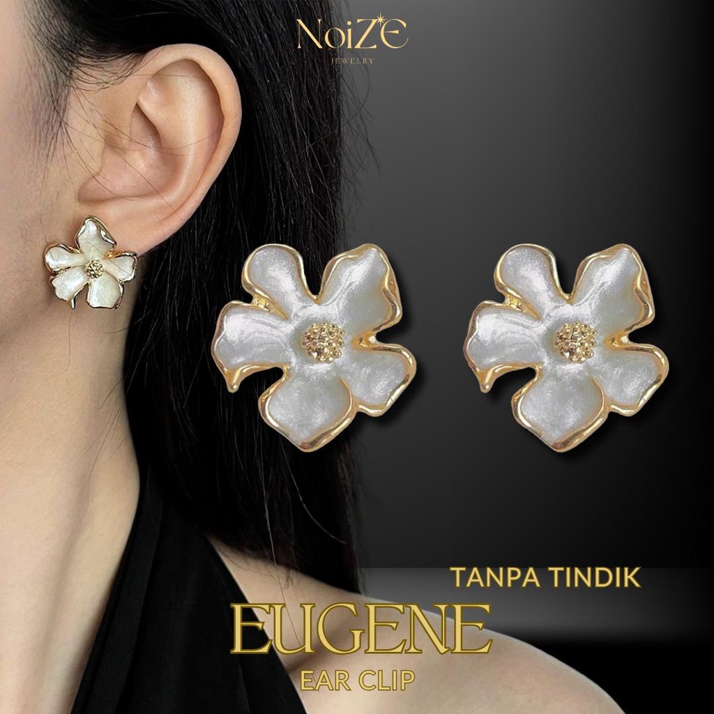 NoiZE EUGENE – Anting Jepit Wanita Klip Tanpa Tindik Ear Clip S925 Bunga