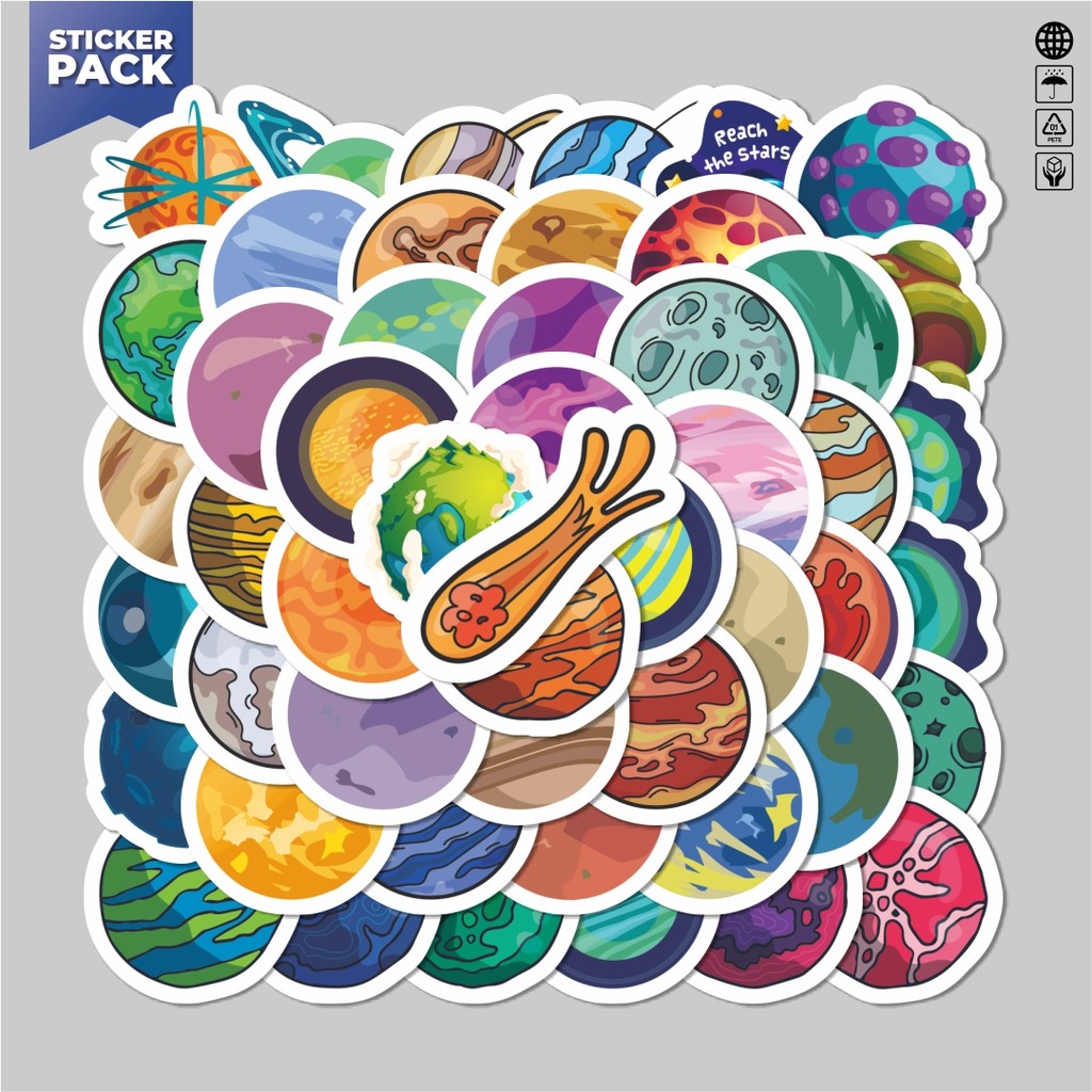

[100PCS]Stiker Pack Stiker Planet Luar Angkasa Aesthetic Vinyl Anti Air Dekorasi Sticker Laptop Buku Journal Koper Helm Casing HP Gitar Helm Skateboard