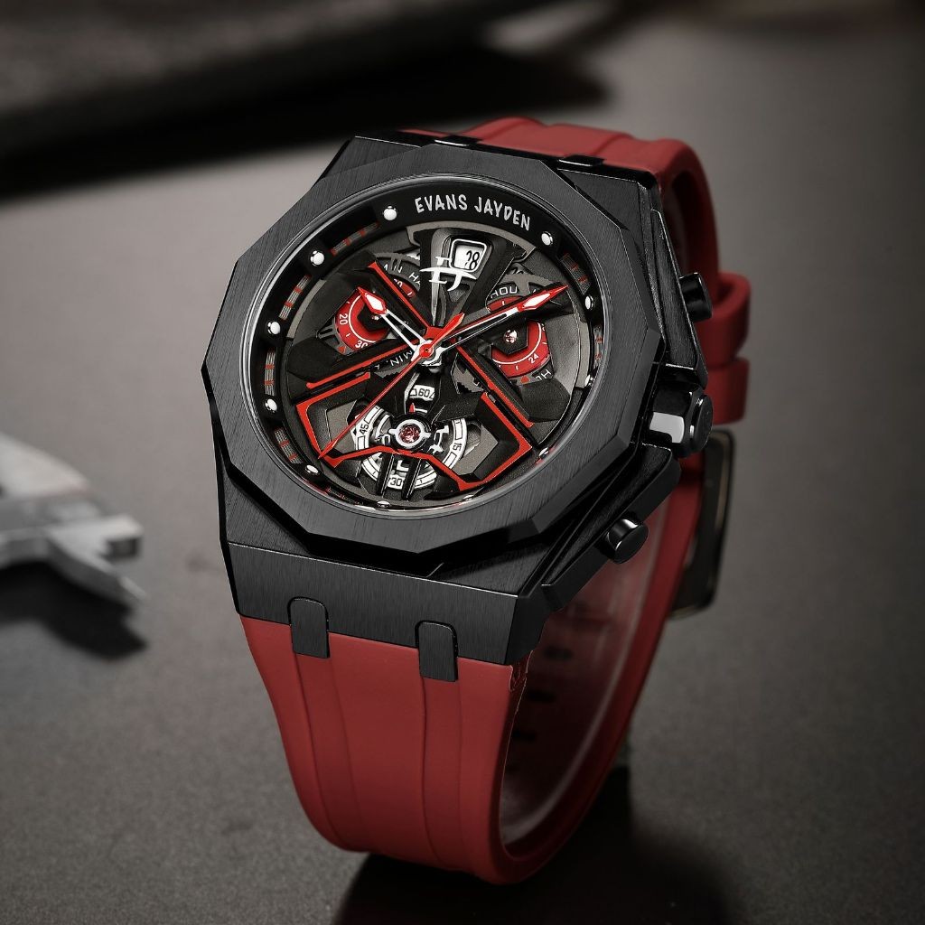 JAM TANGAN PRIA EVANS JAYDEN EJ 9545 RUBBER CRONOGRAFH WATER RESISTANT 3ATM