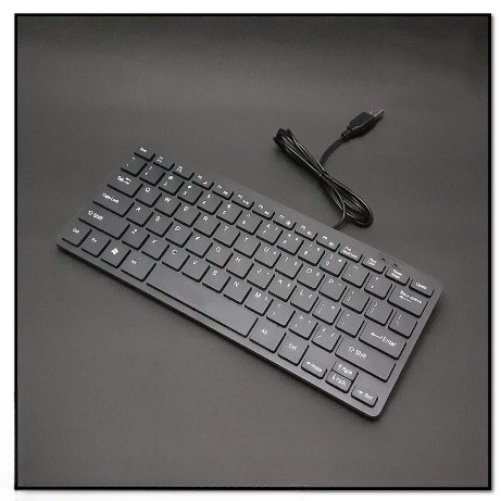 Keyboard kabel gaming komputer pc mini murah silent tipis mini-Hitam/