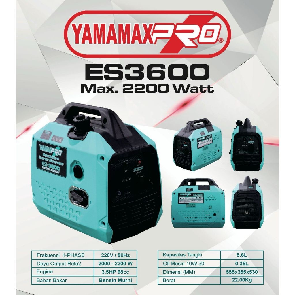 Genset Inverter Silent 2200watt, 3000watt, 3800watt Tipe ES3600, ES4600, ES5500 YAMAMAX PRO
