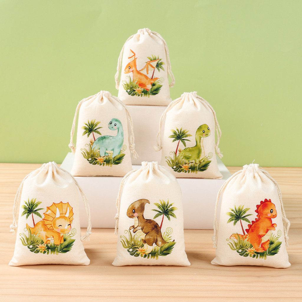 

Dinosaur Candy Bags Dino Birthday Party Supplies Gift Bags Jewelry Hessian Sack Pouches Packing Bags Boys Birthday Party Decors