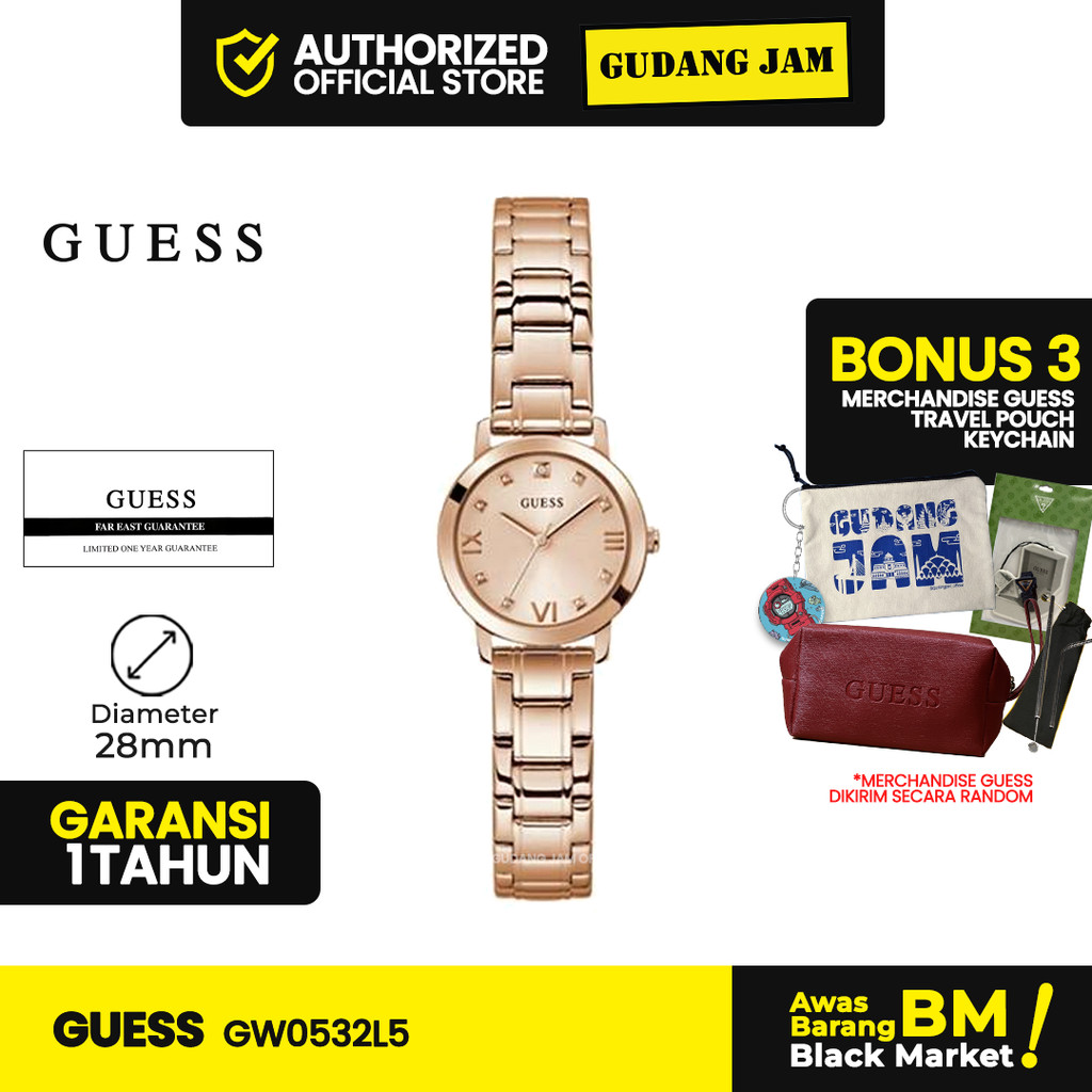 Guess Watch Wanita GW0532L5 Melody Rose Gold Stainless Steel Strap