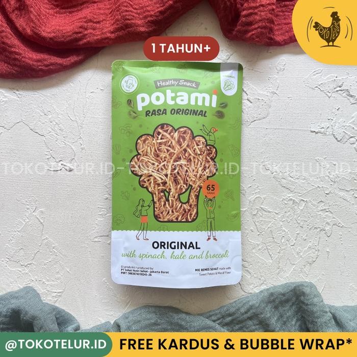 

POTAMI - Mie Remes Bayam Cemilan Sehat NO MSG Gluten Free | Snack Diet - Original