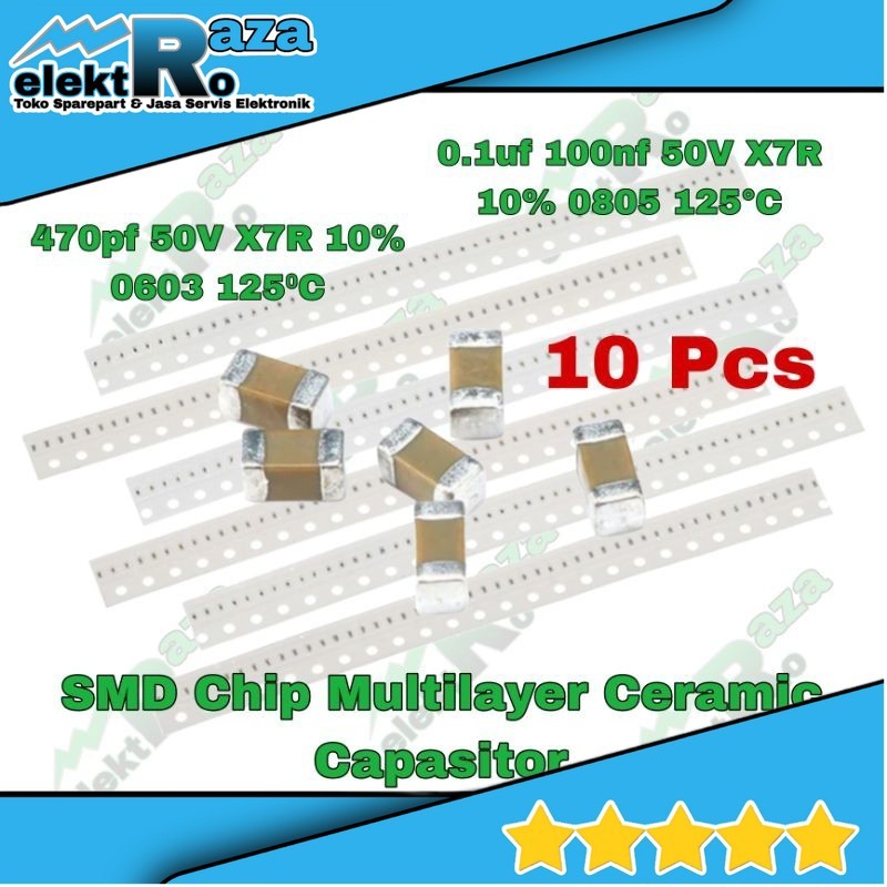 25 Pcs Kapasitor Keramik Multilayer SMD 0603 471 470pf 50V dan SMD Multilayer Ceramic Capasitor 0805