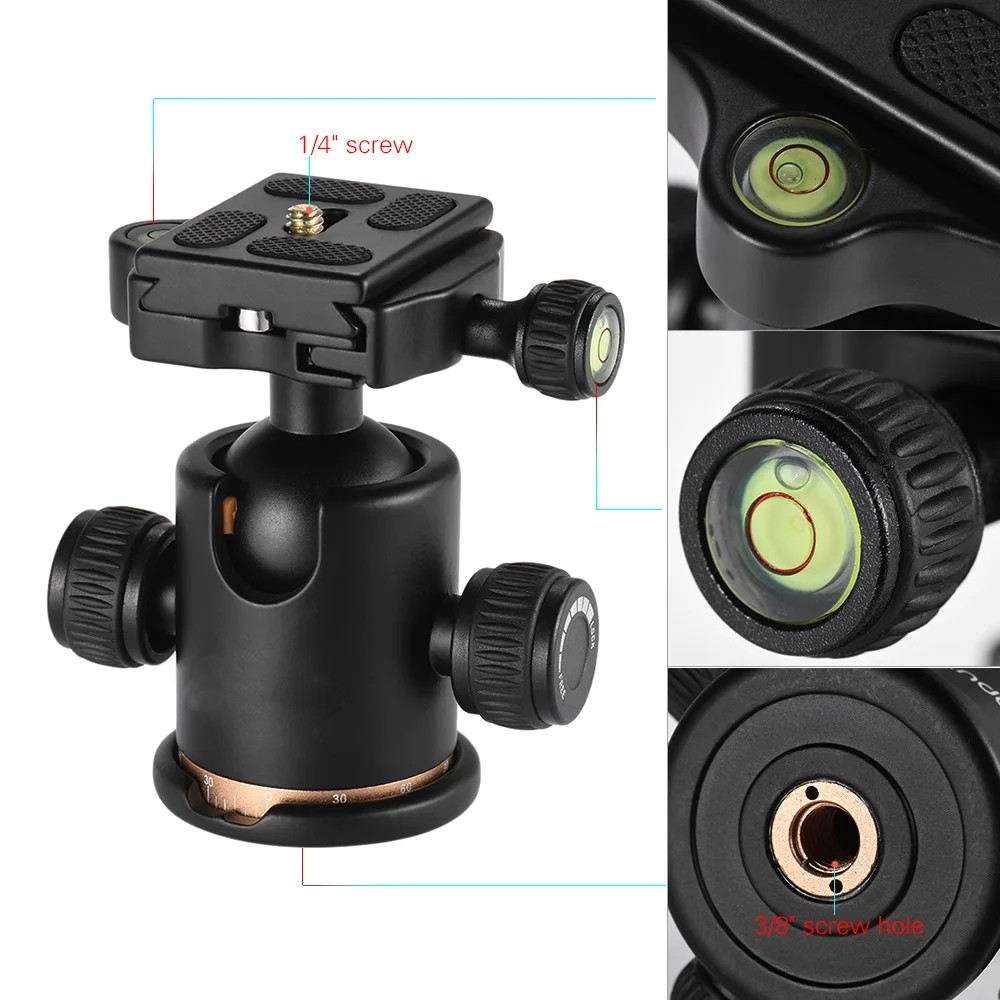 Kepala Tripod Ball Head Profesional untuk DSLR & Mirrorless - TB81X - Ballhead Tripod Full Metal - Q