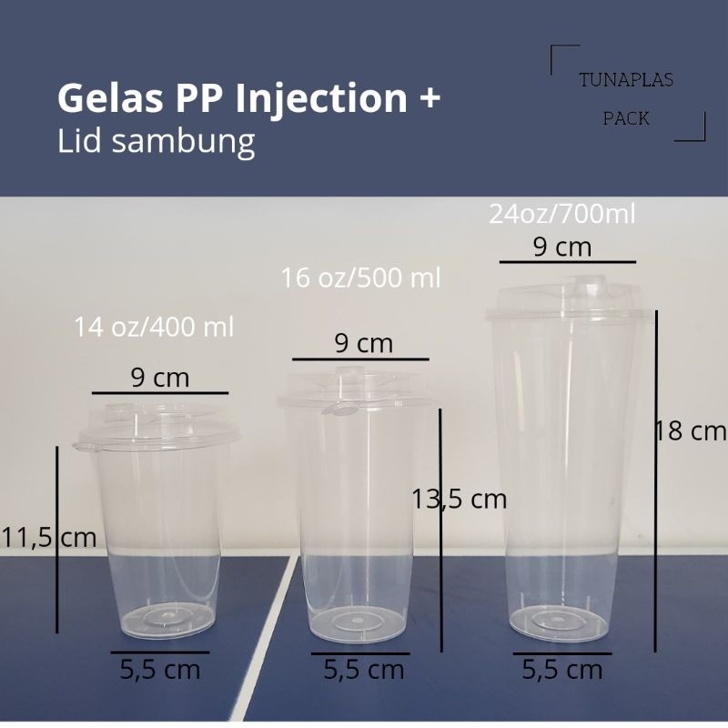 SPECIAL Cup PP Injection + penutup | gelas cup 14 oz 16 oz 24 oz | cup PP Injection 400 ml 500 ml 70