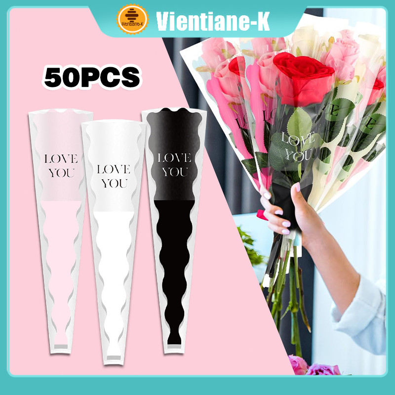 

50Pcs Plastik Rose Cellophane / Kantong Bunga Single Transparent / Plastik Bungkus Buket