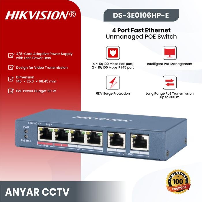 HIKVISION POE / POE HIKVISION DS-3E0106-E UNMANAGE
