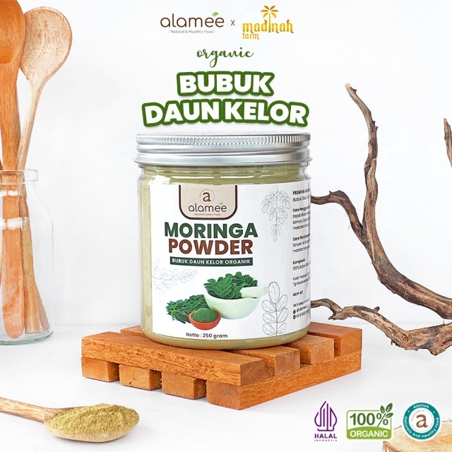 

ALAMEE Bubuk Minuman Daun Kelor Moringa Powder Serbuk Daun Kelor Herbal Tanpa Gula 250gr madinah