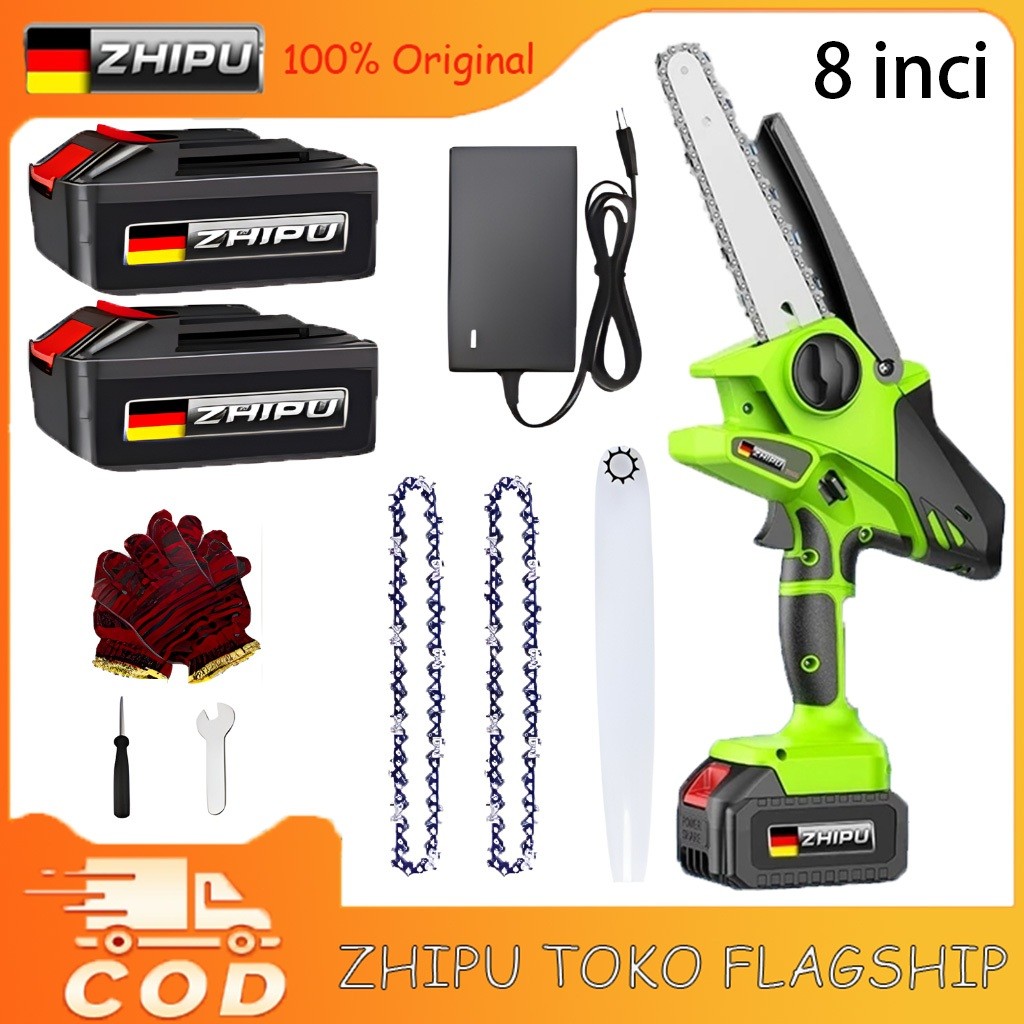 HEAVY DUTY 【COD】ZHIPU Gergaji listrik Gergaji baterai 8 inci  Gergaji mesin mini Chainsaw mini Jigsa