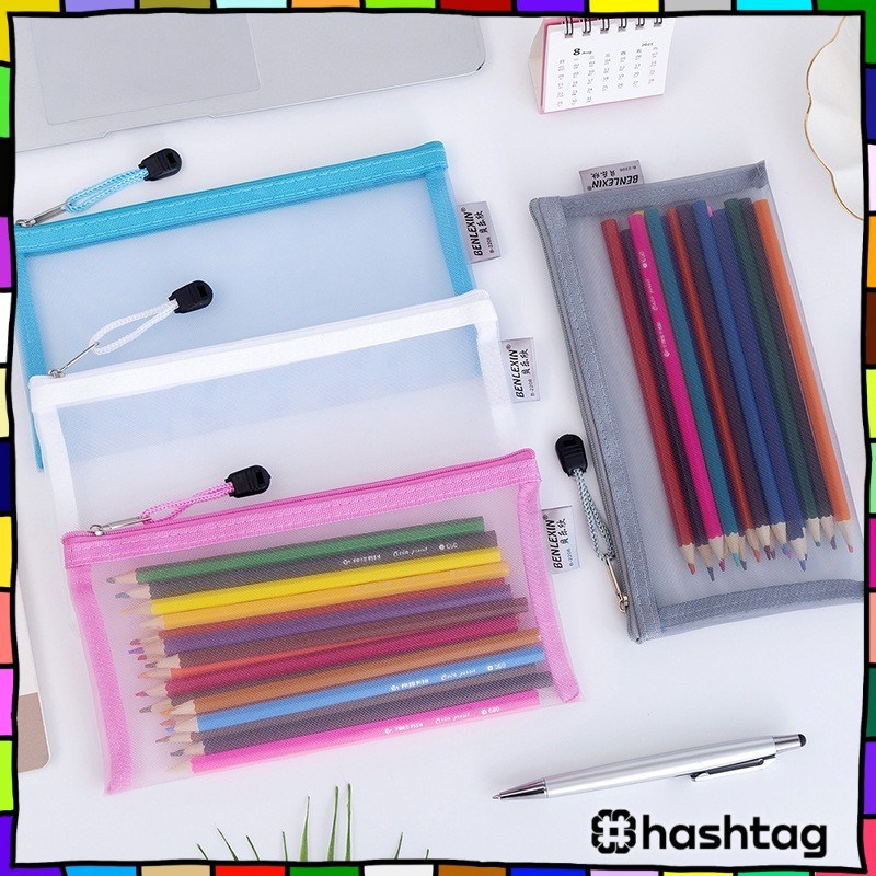 

#️⃣ KOTAK PENSIL TEMPAT PENSIL JARING TRANSPARAN TEMPAT PENSIL TRANSPARANT POLOS IMPORT Y3420