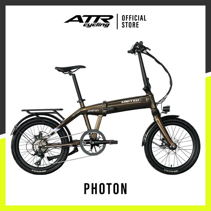 Sepeda Lipat Listrik UNITED PHOTON E-BIKE FOLDING 20" CHOCO