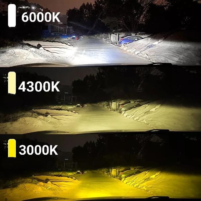 LUMINOS LAMPU LED MOTOR DAN MOBIL H4 HI-LOW MINI PROJECTOR FOKUS - 3 WARNA