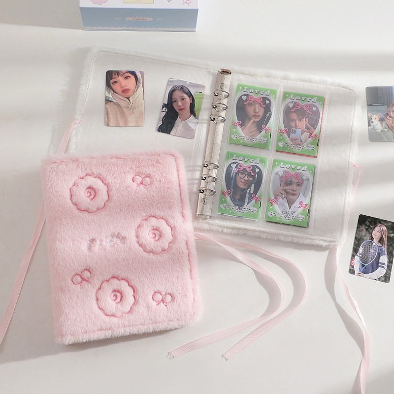 

(Binder+10 Lembar 4P Sleeve A5) Binder Set Fluffy Berbulu Halus Lembut