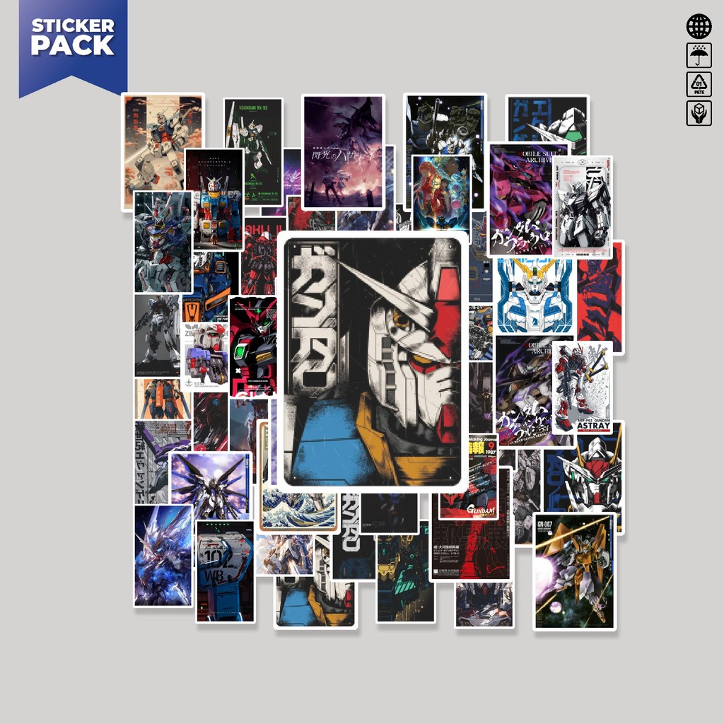 

[100PCS]Stiker Pack StikerAnime Mobile Suit Gundam Aesthetic Vinyl Anti Air Dekorasi Sticker Laptop Buku Journal Koper Helm Casing HP Gitar Helm Skateboard