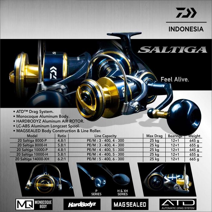 Reel Spinning Daiwa Saltiga 14000xh / 8000p GARANSI RESMI - 8000P